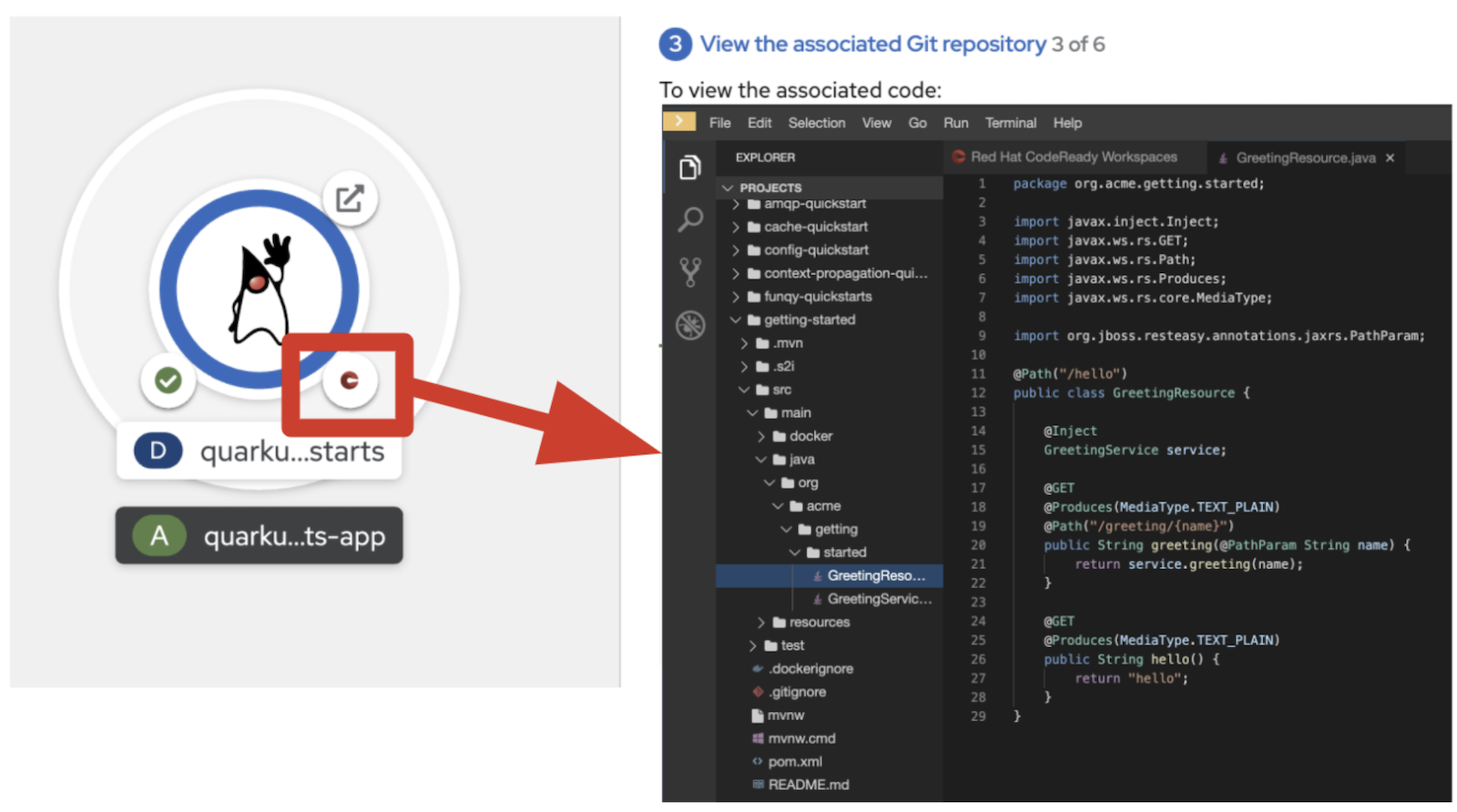 CodeReady Workspaces opens in the console.