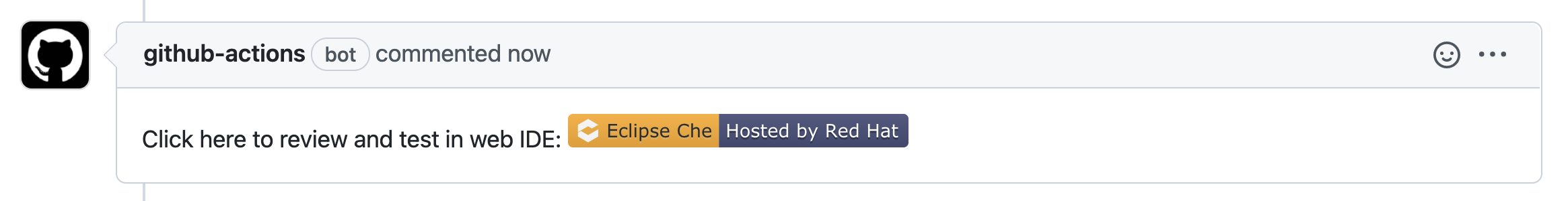 The Try in Web IDE Github action creates a pull request comment.