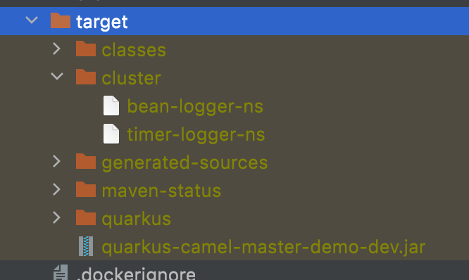 When the process is started with the current configuration in our local development environment, it places the locks into a “cluster” folder setup in the application's working directory.