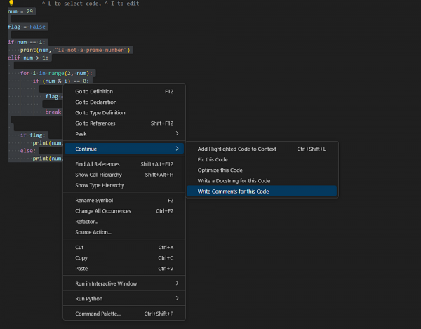 VSCode plugin menu action