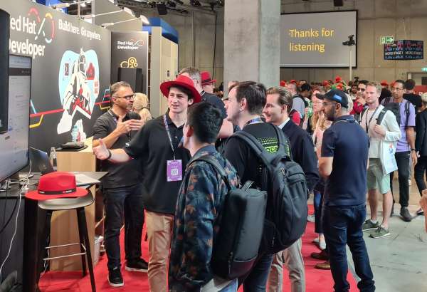 Red Hat's booth at WeAreDevelopers 2023