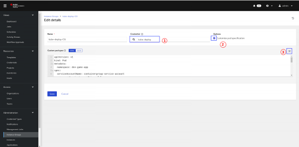 Adding the instance group for the execution pod.