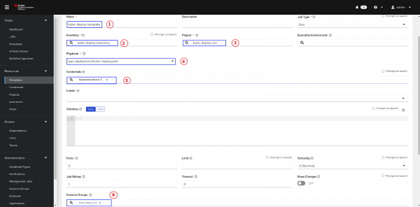 A screenshot of the templates page in Ansible.