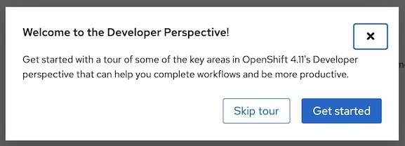 A Welcome to the Developer Perspective message will appear.
