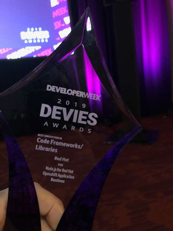 The RHOAR Node.js Devie award