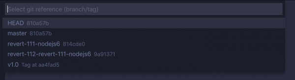 Select your git branch or tag.