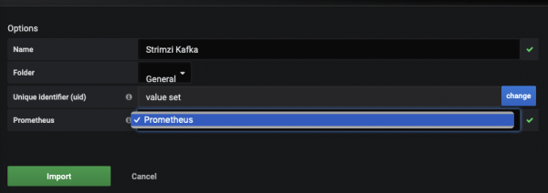 Importing the sample dashboard.