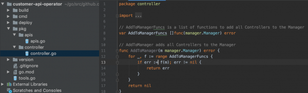 Basic boilerplate code for our new API Operator.