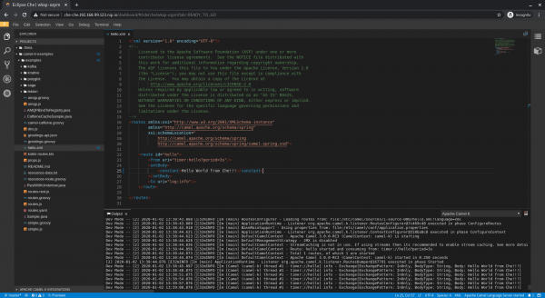 Apache Camel K integration log after redeployment