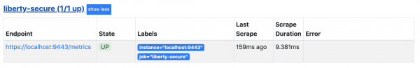 Prometheus showing the results of running the script