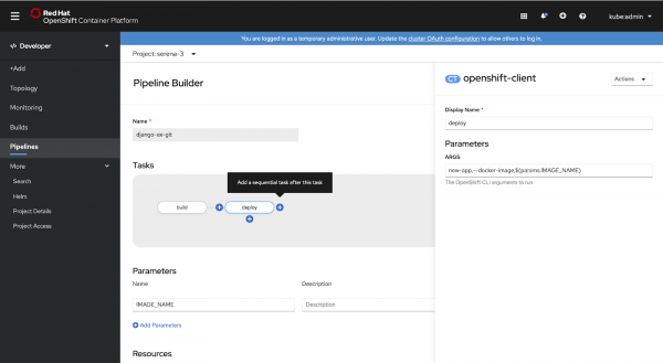 an example Pipeline Builder