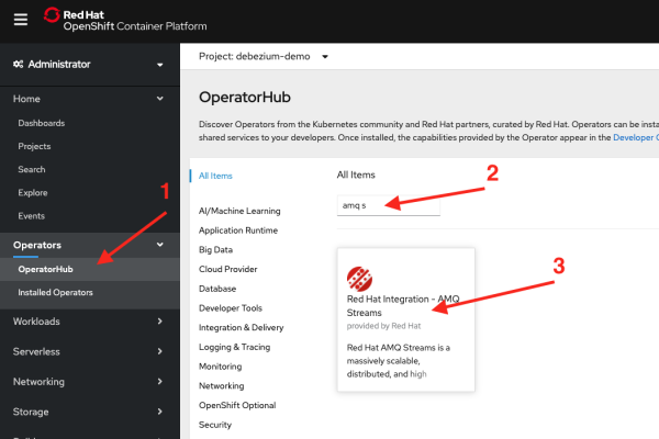 Find AMQ Streams operator