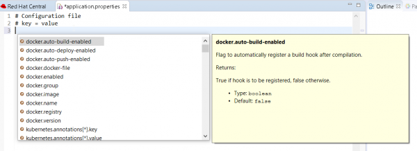 docker.properties completion, hover and documentation example