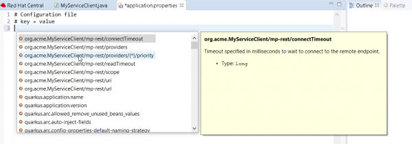 MicroProfile completion, hover and documentation example