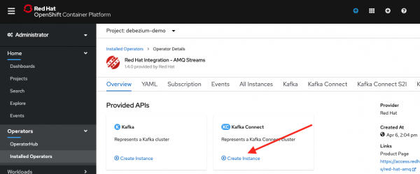 Create Kafka Connect instance