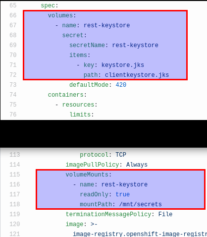 Client application configured with a truststore