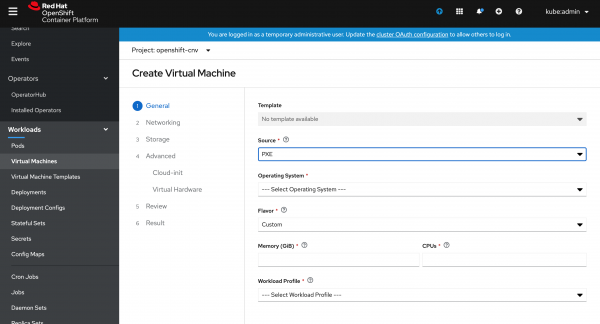 Graphic wizard to create a VM