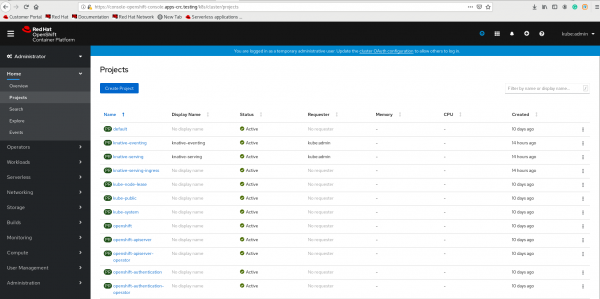 A screenshot of the OCP project dialog.