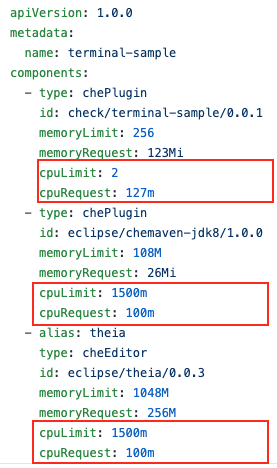 A screenshot of the config file with the new option to set CPU limits for IDE plugins.