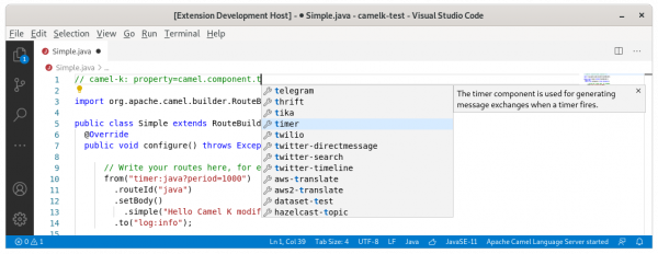 Completion Camel component name