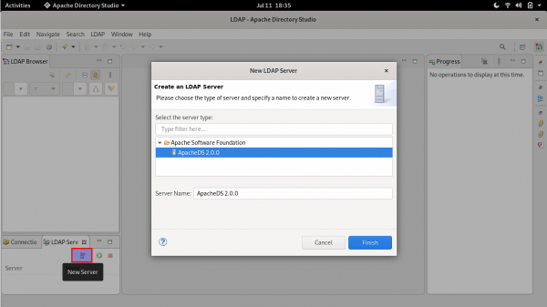 Dialog to create a new LDAP server.