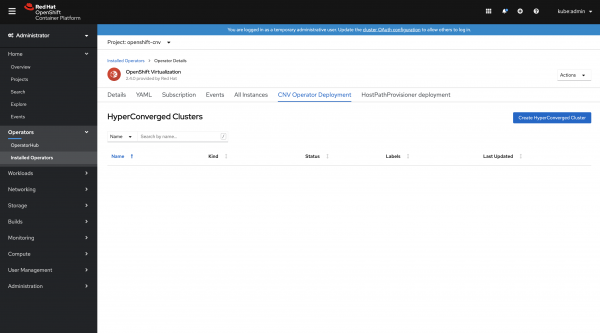 Figure 8: The Openshift Virtualization Operator deployment.