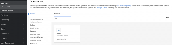 Use the OperatorHub to search and locate our Operator