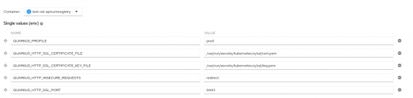 SSL certificate-related environment variables, see the description for the variables and their values.