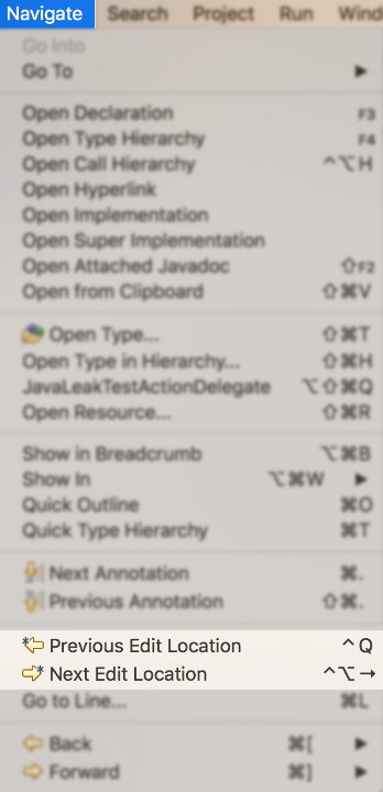 The navigation now displays Previous Edit Location and Next Edit Location options.