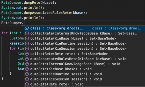 Console output from the ReteDumper class.