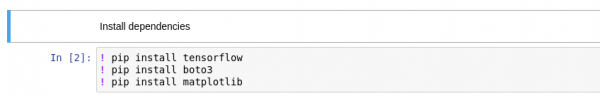 A user installing dependencies in the notebook cell using the pip install command.