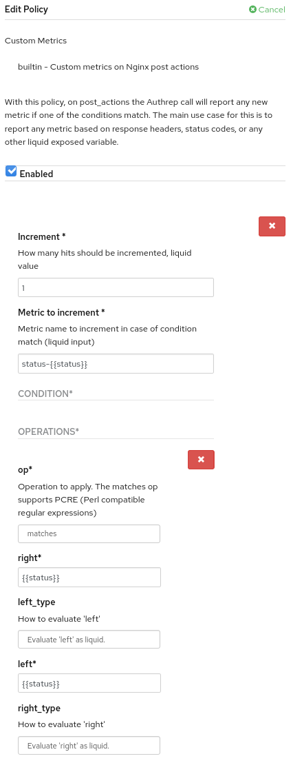 The &quot;Edit policy&quot; screen offers several fields to configure the policy.