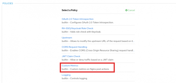 Under &quot;Select a policy,&quot; choose &quot;Custom Metrics.&quot;