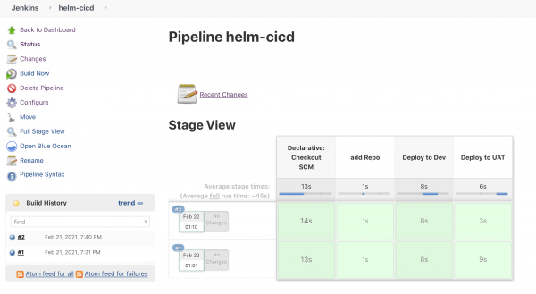 Screenshot of the Jenkins console described in this section.