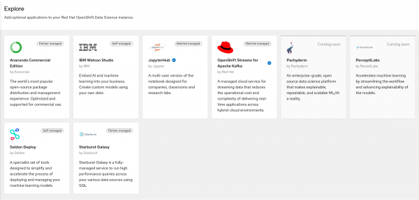 Explore third-party AI/ML tools available for use with OpenShift Data Science.