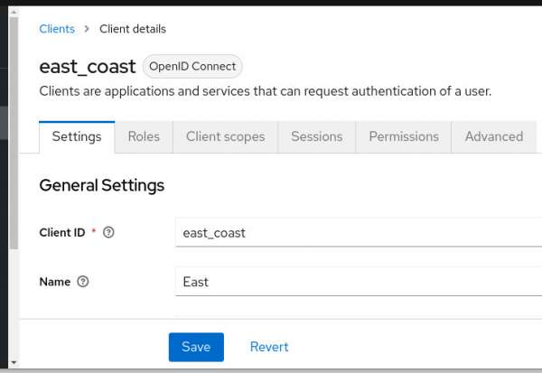 Admin Console page showing a standard design that is used by other pages