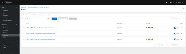 Figure 6: The updated hosts under Ansible Automation Platform