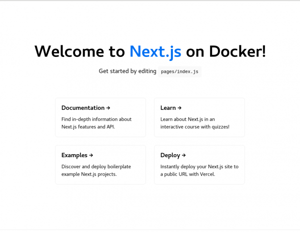 Welcome sreen of the default Next.js starter app.