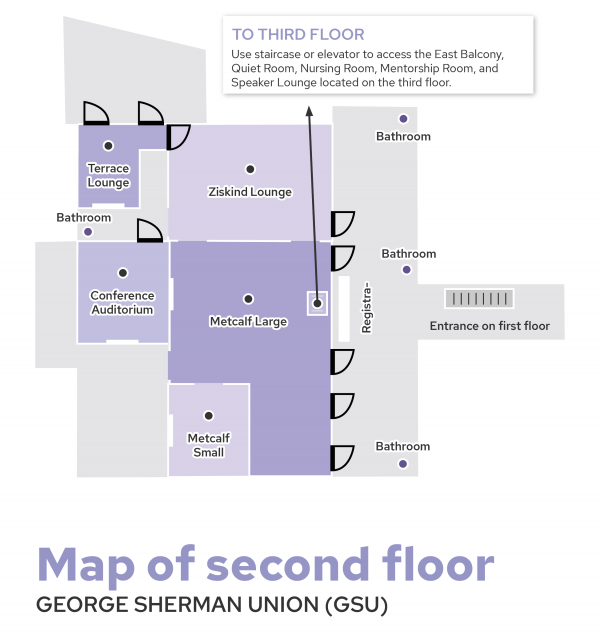 Illustrative map detailing the different rooms at the venue