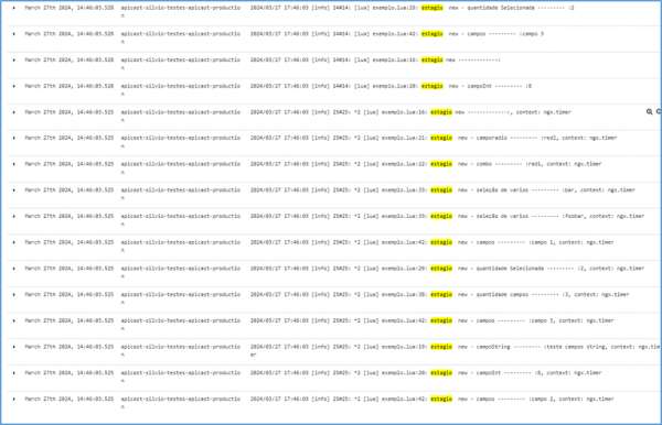 In figure 6, we have the log output with the values captured by the implementation.