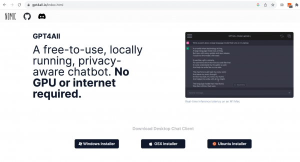 The GPT4All homepage.