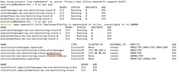 Info below coo-namespace.