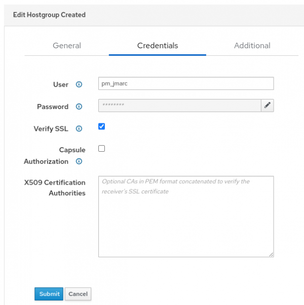 Figure 8 - Credentials configuration for Satellite webhooks