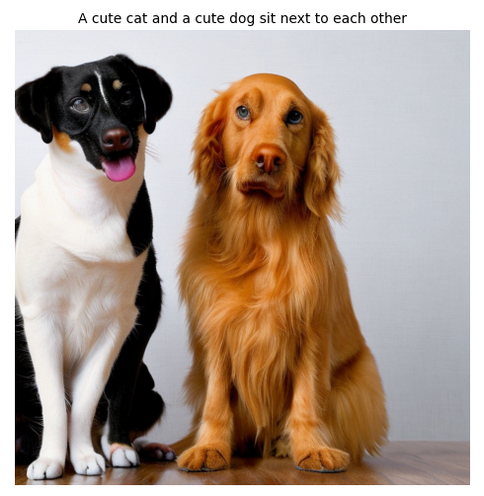 An inaccurate AI-generated image of a cat and dog sitting next to each other.