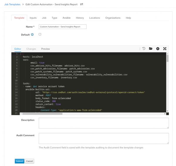 Figure 4 - Job template automation in Satellite