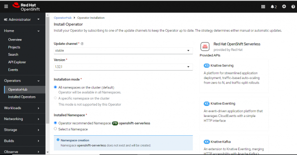 A view of the installed operators within OperatorHub.