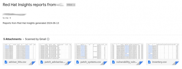 Figure 9  - Email with csv attachment received from the automation