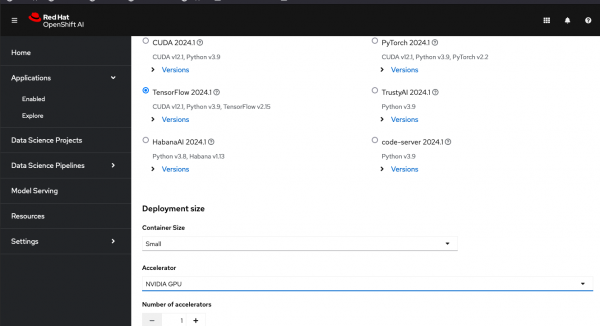 RHOAI dashboard > Applications > Enabled.