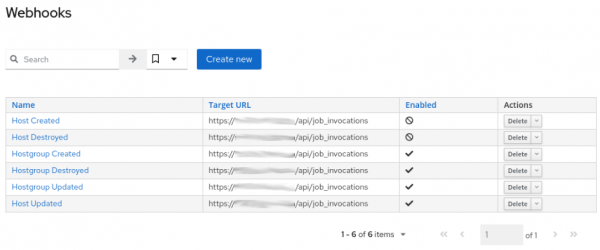 Webhooks configuration in Satellite.