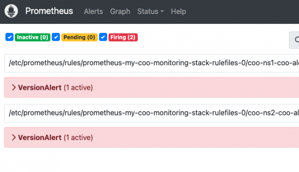 Prometheus Alerts page.